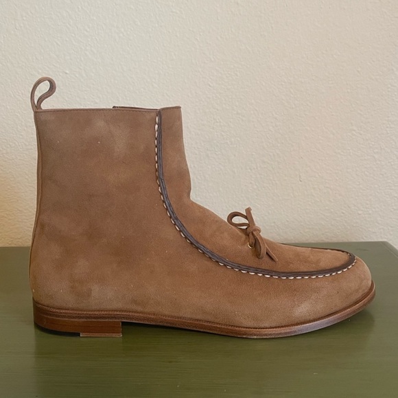 POLO RALPH LAUREN Tan Suede Leather “Delaney” Ankle Boots Rare Woman’s 11B NEW!! - Picture 10 of 13